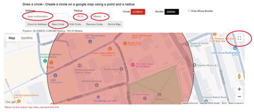 Draw a circle on a google map using a point and a radius