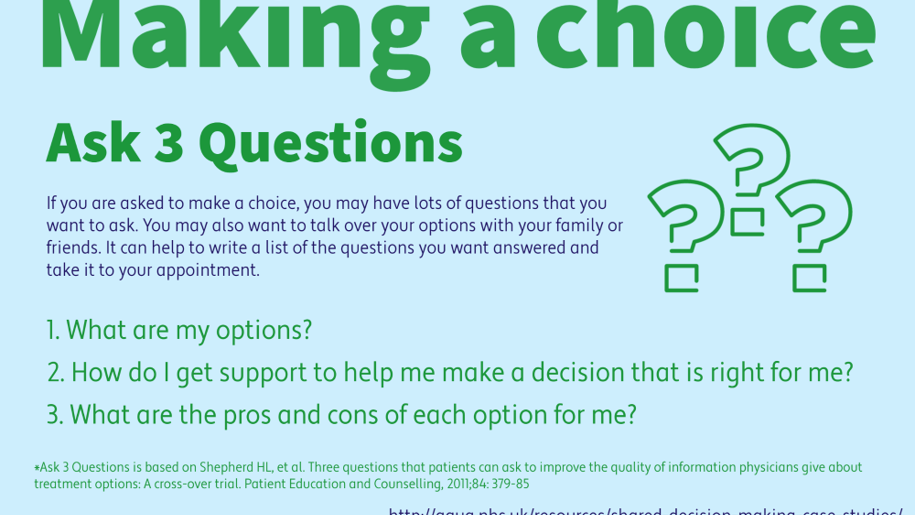 Making a choice: Ask 3 Questions